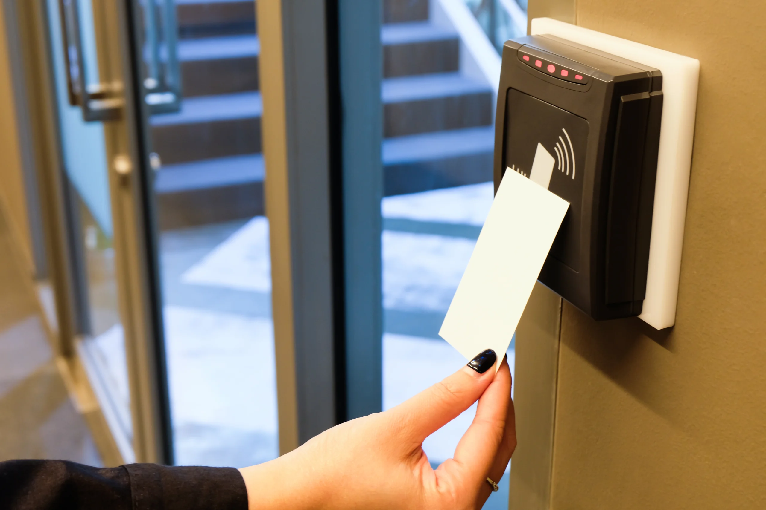 Access control system to enter the building using a card on the card reader
